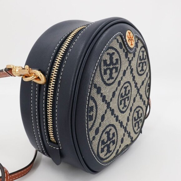 Tory Burch T Monogram Jacquard Moon Crossbody Bag Blue - Picture 15 of 15